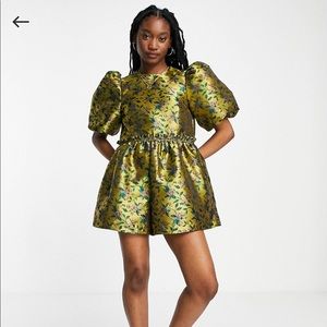 ASOS DESIGN 💚 bubble smock romper in floral brocade